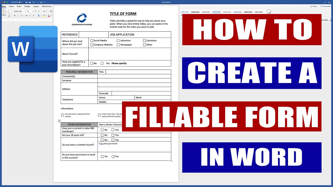 creating a fillable form in microsoft word for mac